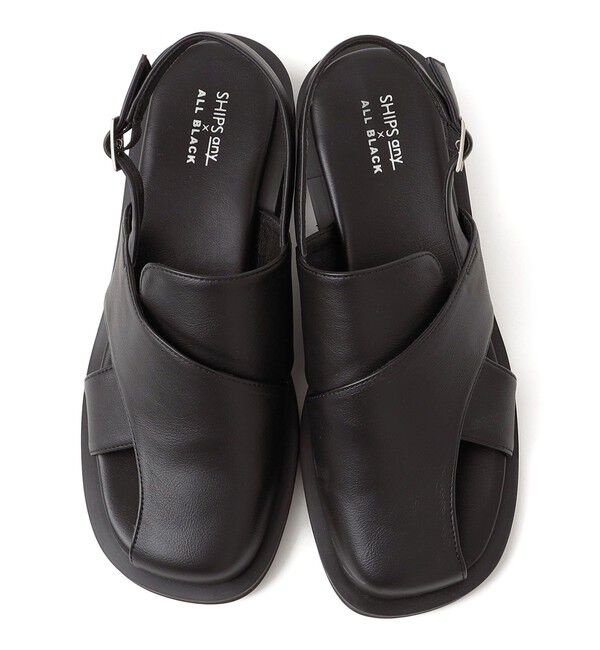 SHIPS any「《予約》【SHIPS any別注】ALL BLACK:  バック ストラップ サンダル」|サンダル|