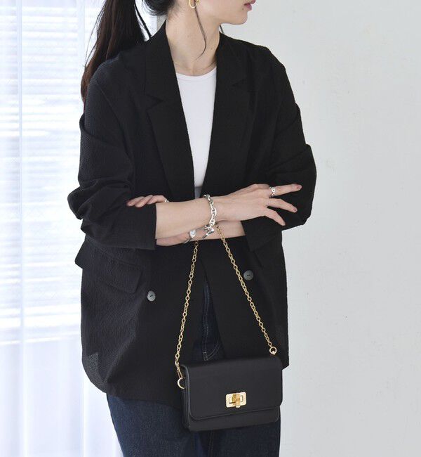 quaranciel「《予約》quaranciel:〈手洗い可能〉シアー カラミ テーラード ダブル ジャケット」|その他|