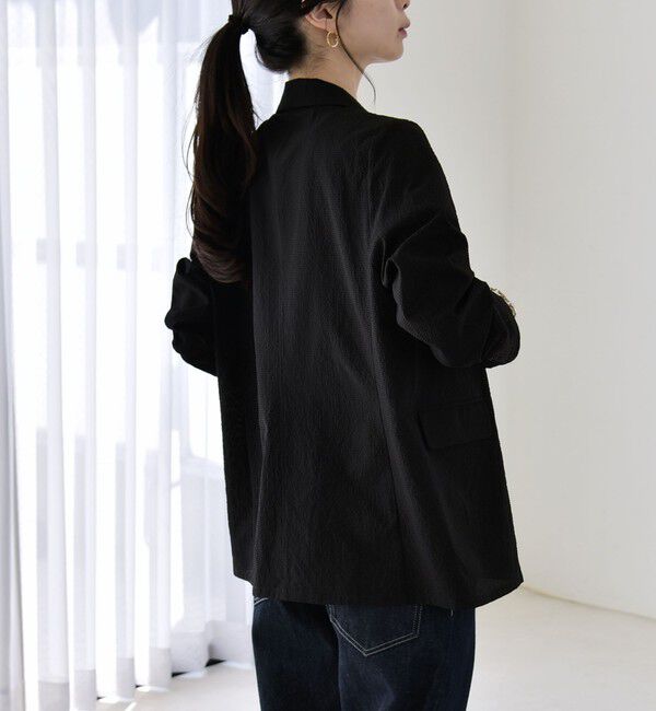 quaranciel「《予約》quaranciel:〈手洗い可能〉シアー カラミ テーラード ダブル ジャケット」|その他|