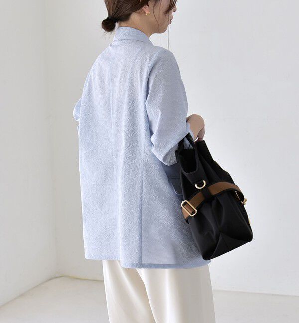 quaranciel「《予約》quaranciel:〈手洗い可能〉シアー カラミ テーラード ダブル ジャケット」|その他|