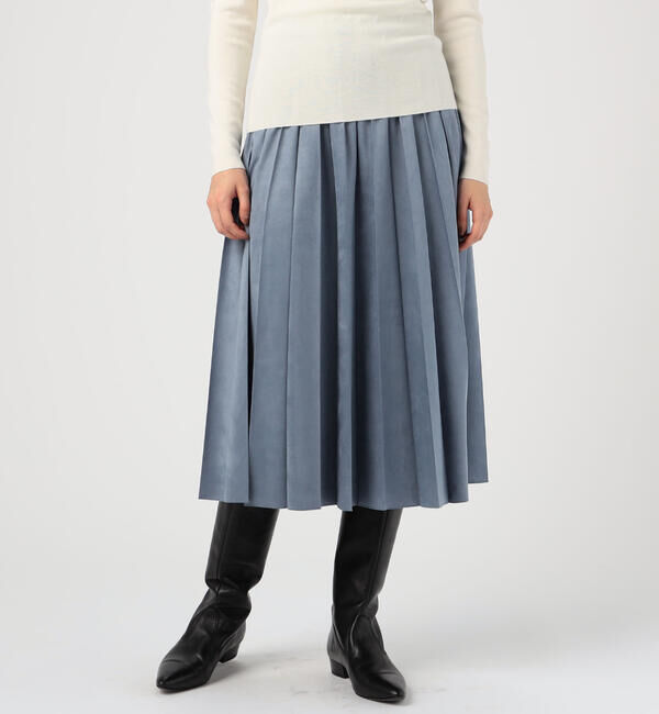 Ballsey「ライトスエード プリーツミディスカート」|スカート|65 ブルー