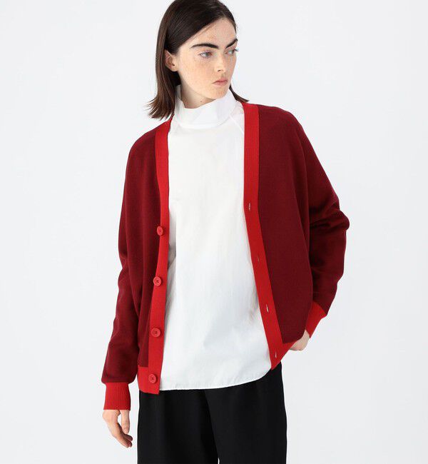 CABaN「CABaN コットンカシミヤ バイカラーVネックカーディガン」|カーディガン|