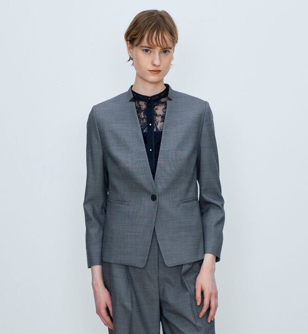 TOMORROWLAND collection「シャイニーシャーク キザミカラージャケット」|ノーカラージャケット|