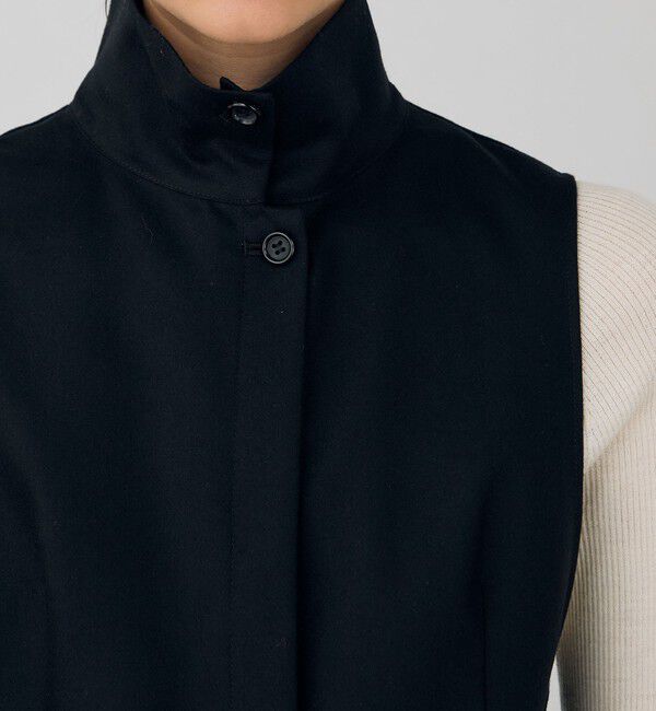 DES PRES「ウールポプリンメルトン ハイネックロングジレ」|ダウンベスト・ベスト|
