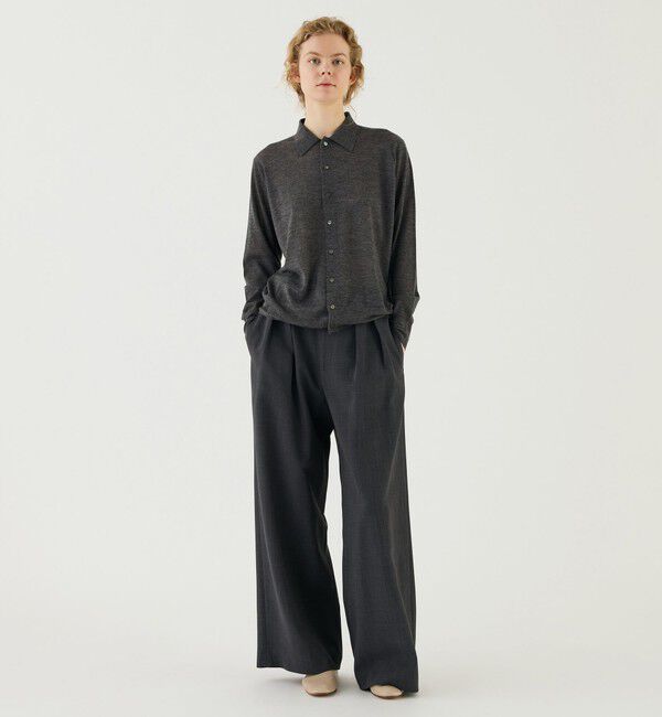 GALERIE VIE「レーヨンウールデラヴェ ワイドタックパンツ」|スラックス|
