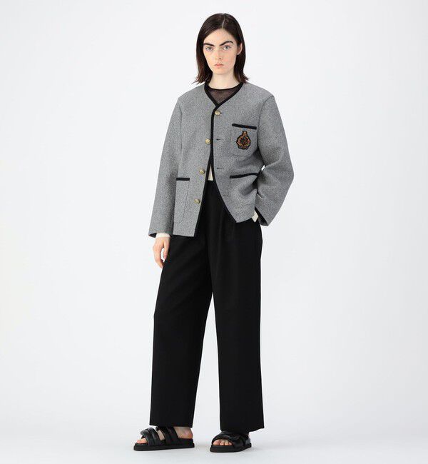 CABaN「CABaN ウールコットンダブルフェイス カラーレスジャケット」|ノーカラーコート|