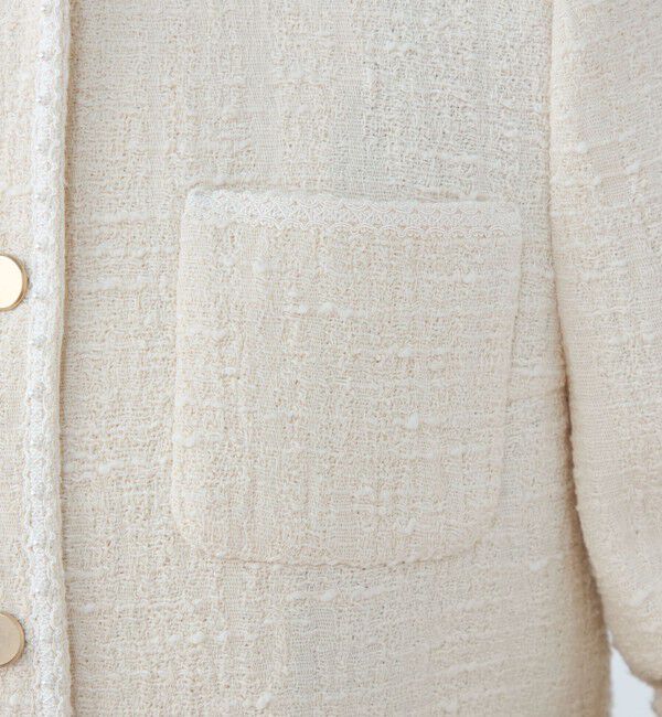 Ballsey「スラブコットンツイード Vクルーネックジャケット」|ノーカラージャケット|