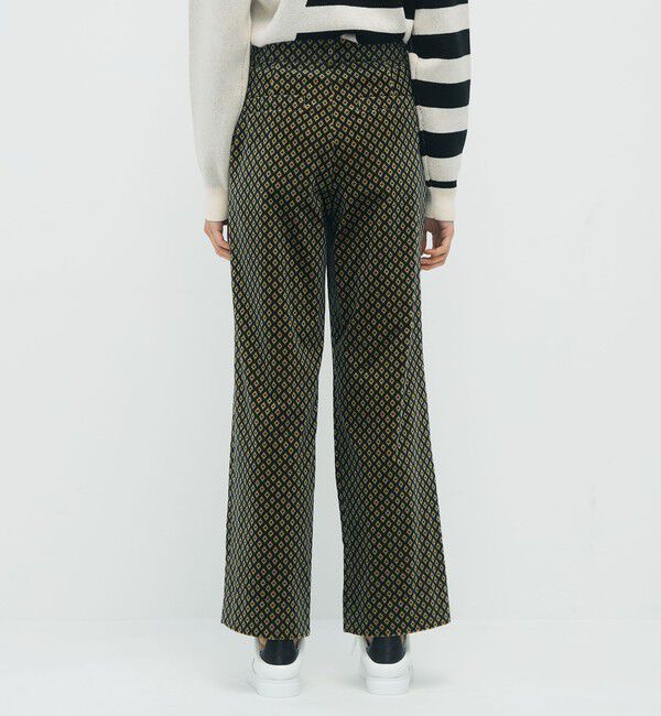 CABaN「ジオメトリックベルベット 2タックワイドパンツ」|チノ|