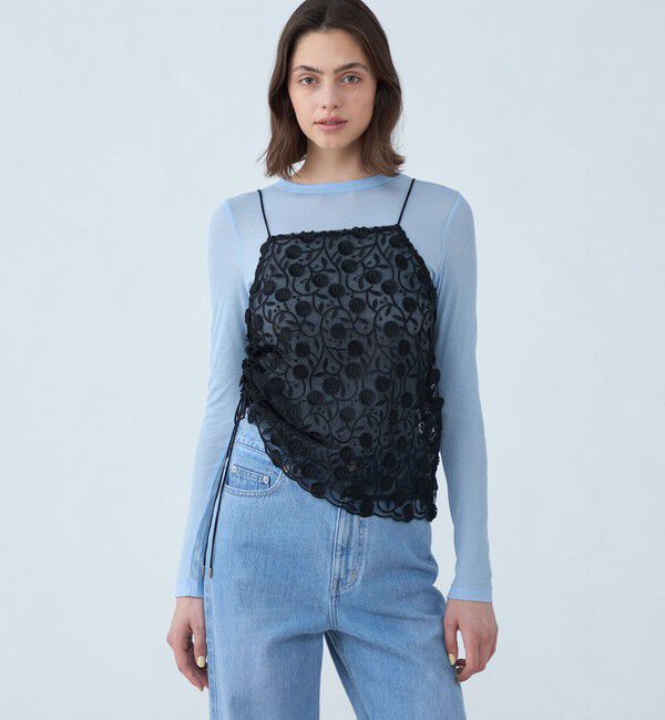 MACPHEE「メッシュエンブロイダリー キャミソール」|キャミソール|