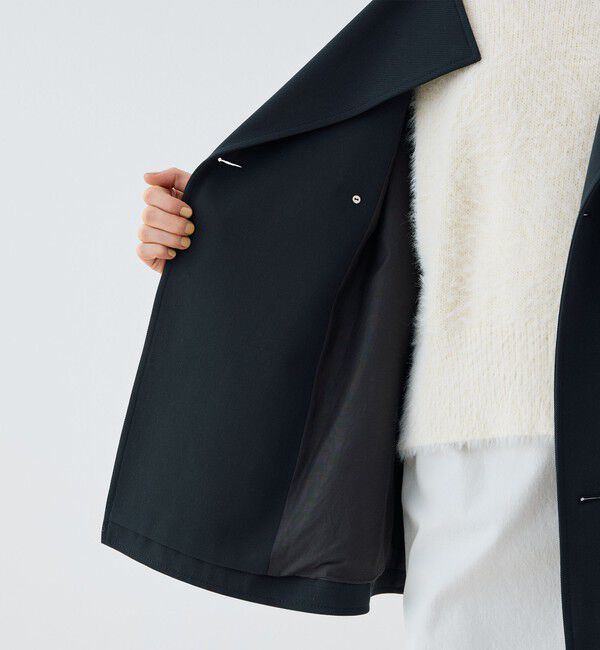GALERIE VIE「コットンウールギャバジン カラーレスショートコート」|ノーカラーコート|