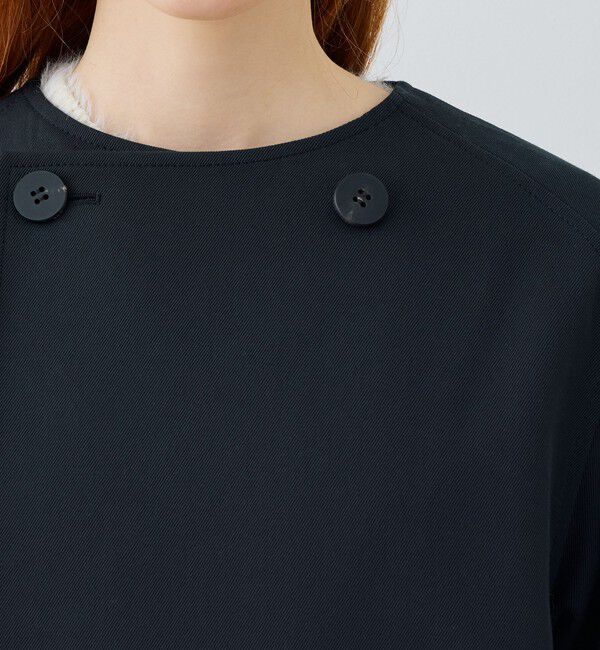 GALERIE VIE「コットンウールギャバジン カラーレスショートコート」|ノーカラーコート|