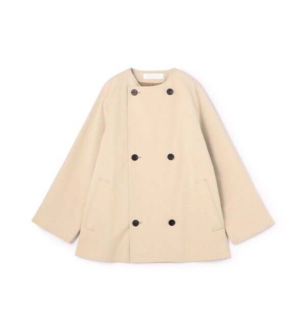 GALERIE VIE「コットンウールギャバジン カラーレスショートコート」|ノーカラーコート|41 ライトベージュ