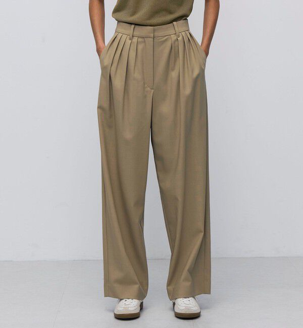 BACCA「ウールドスキン ワイドタックパンツ」|スラックス|