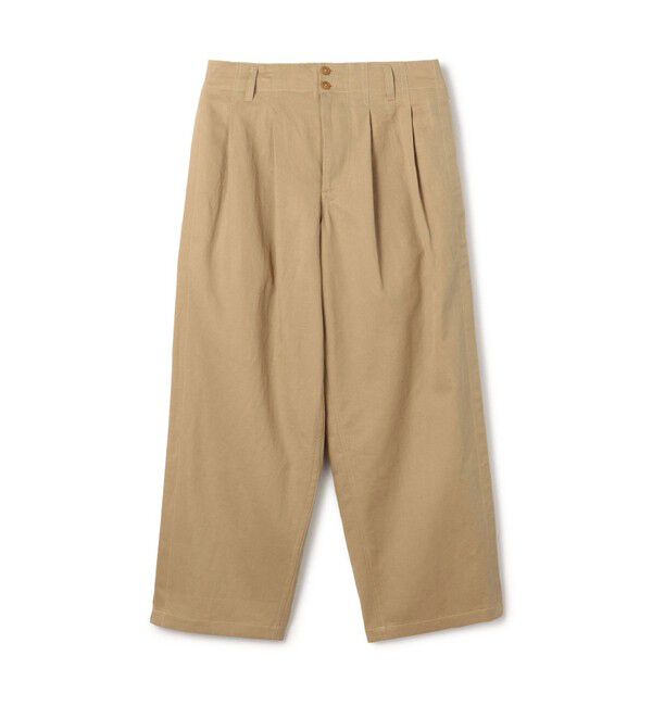 TOMORROWLAND MENS「リネンコットン 2プリーツ ワイドパンツ」|チノ|43 ベージュ