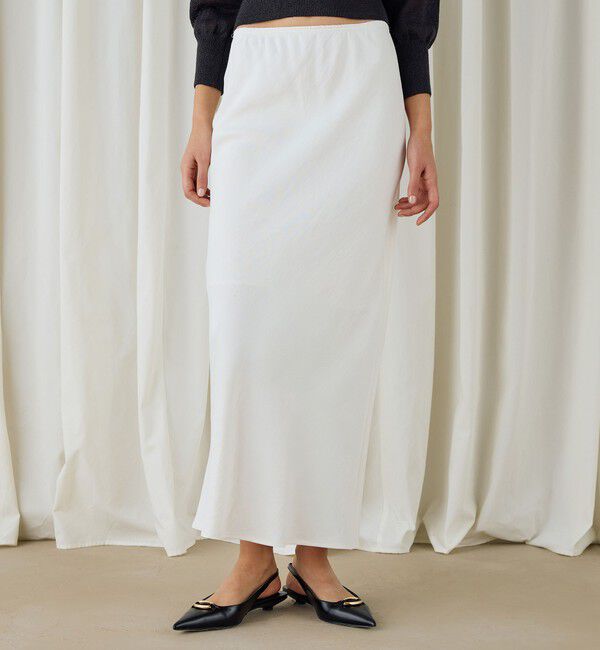 DES PRES「ソフトサテン エラスティックストレート スカート」|スカート|