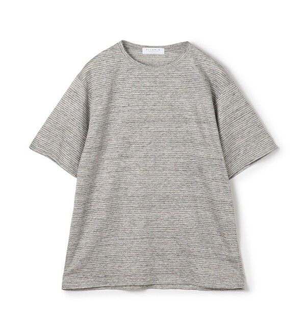 TOMORROWLAND MENS「リネン ボーダー ハーフスリーブカットソー BOTTO GIUSEPPE」|Tシャツ・カットソー|44 ブラウン系