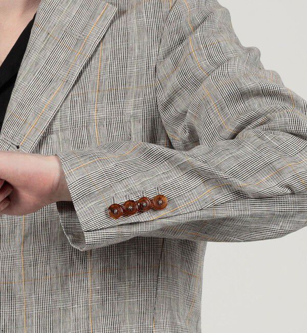 TOMORROWLAND MENS「リネン グレンチェック シングルブレステッド 3Bジャケット」|テーラードジャケット|