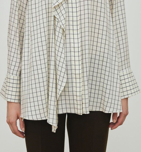 DES PRES「プレイドセルロースツイル フロンドレープシャツ」|シャツ・ブラウス|