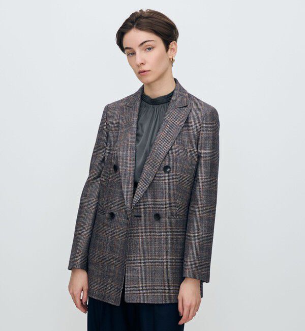 TOMORROWLAND collection「SILK AIR GLEN CHECK ダブルブレストジャケット」|テーラードジャケット|