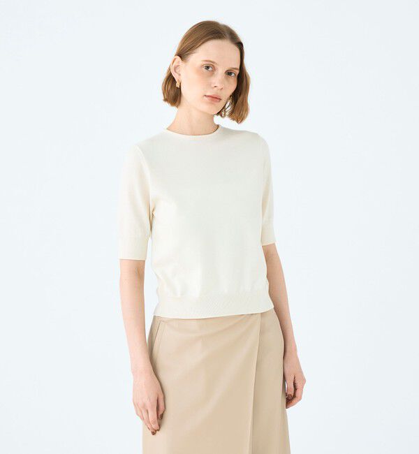 Ballsey「パールコンビ バックシャンハーフスリーブプルオーバー」|ニット・セーター|