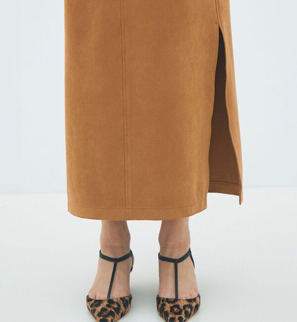 MACPHEE「フェイクスエード Iラインマキシスカート」|タイト|