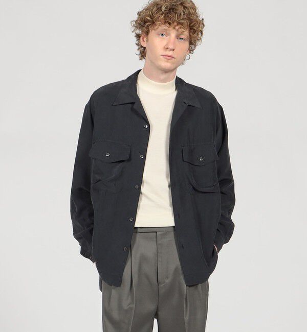 TOMORROWLAND MENS「シルク オープンカラー ダブルポケット ロングスリーブシャツ」|シャツ・ブラウス|