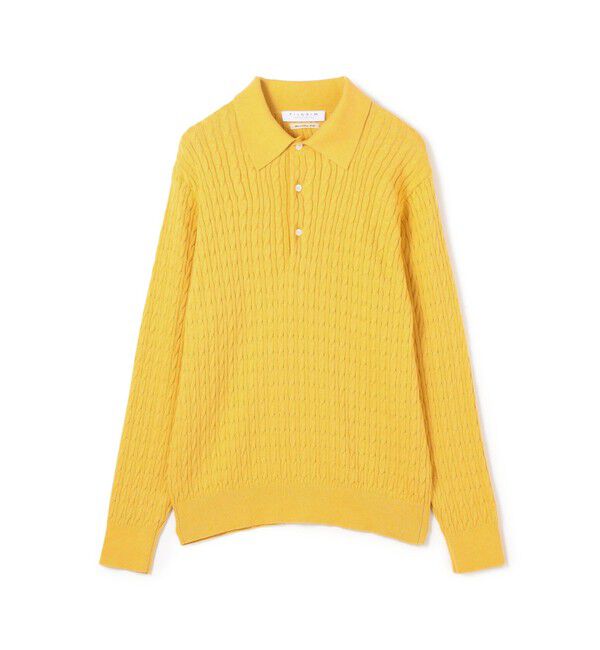 TOMORROWLAND MENS「コットンシルク ポロカラー ケーブルニット」|ニット・セーター|23 イエロー