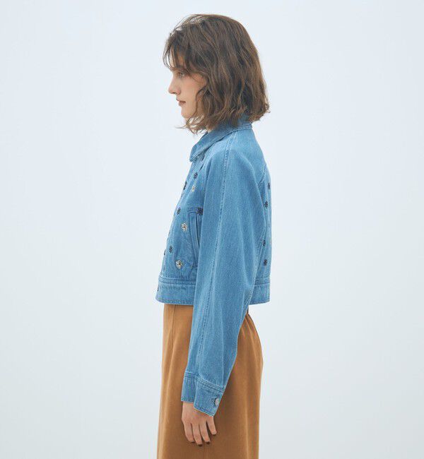 MACPHEE「ボタニカルエンブロイダリーデニム ショートジャケット」|デニムジャケット|