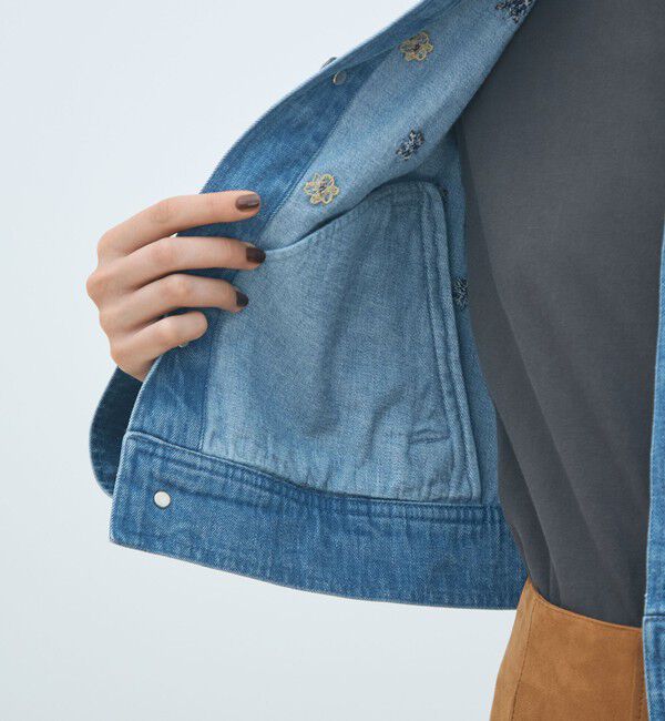 MACPHEE「ボタニカルエンブロイダリーデニム ショートジャケット」|デニムジャケット|