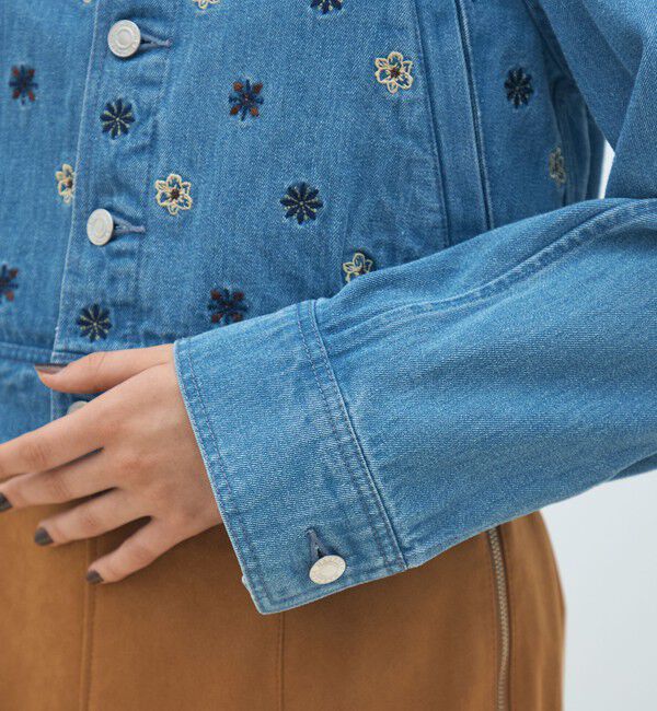 MACPHEE「ボタニカルエンブロイダリーデニム ショートジャケット」|デニムジャケット|