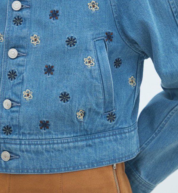 MACPHEE「ボタニカルエンブロイダリーデニム ショートジャケット」|デニムジャケット|