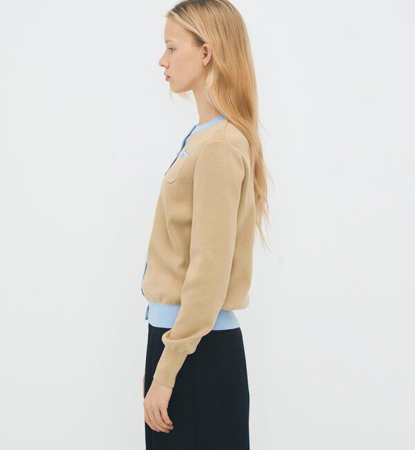 CABaN「コットンカシミヤ バイカラークルーネックカーディガン」|カーディガン|