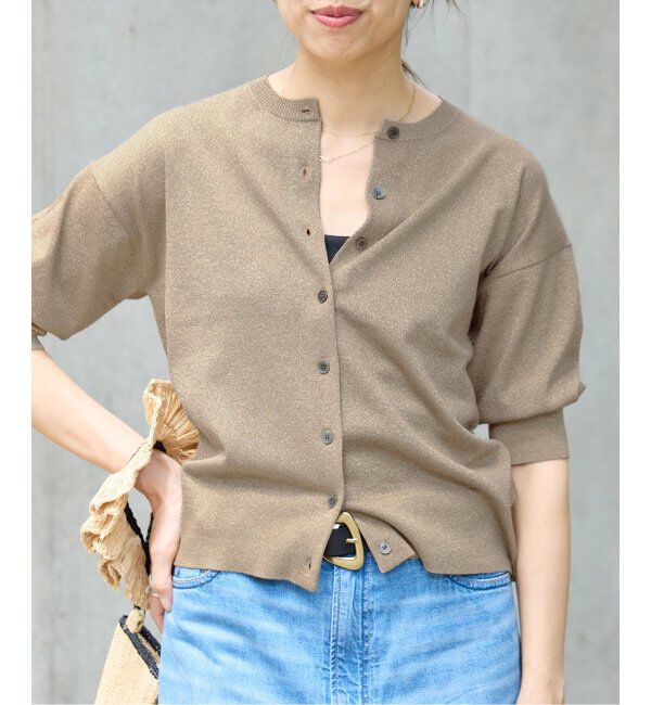 IENA「《追加2》LEVITAクルーカーディガン」|カーディガン|ゴールド