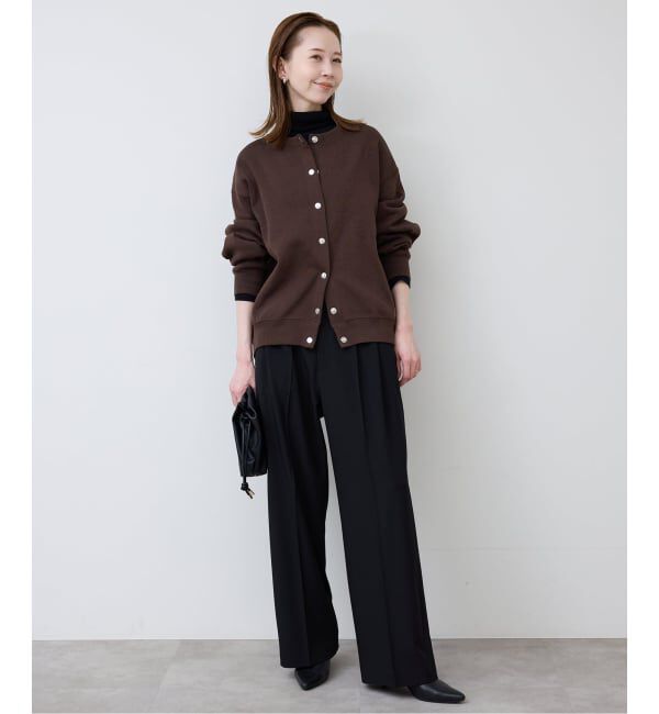 SLOBE IENA「《WEB限定/追加3》ダブルフェイスジャージースナップカーディガン」|カーディガン|