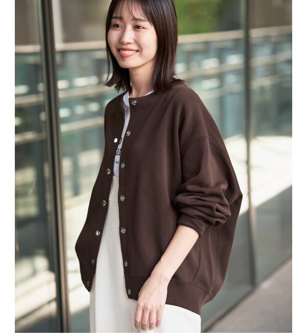 SLOBE IENA「《WEB限定/追加3》ダブルフェイスジャージースナップカーディガン」|カーディガン|