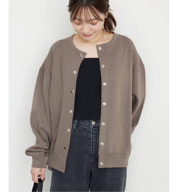 SLOBE IENA「《WEB限定/追加3》ダブルフェイスジャージースナップカーディガン」|カーディガン|