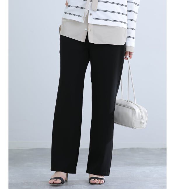 IENA「《セットアップ対応可》ウォッシャブルツイルフレアパンツ」|スラックス|