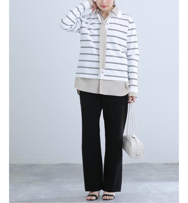 IENA「《セットアップ対応可》ウォッシャブルツイルフレアパンツ」|スラックス|