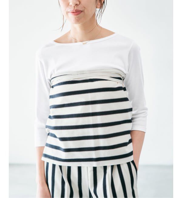 IENA「《追加2》ATON/エイトン 別注 SUVIN FRAISE ボートネック Tシャツ」|Tシャツ・カットソー|