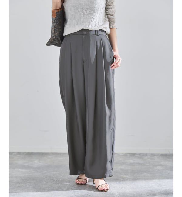 IENA「《洗濯機洗い可》UVカット/接触冷感 ツイルコクーンスラックス」|スラックス|