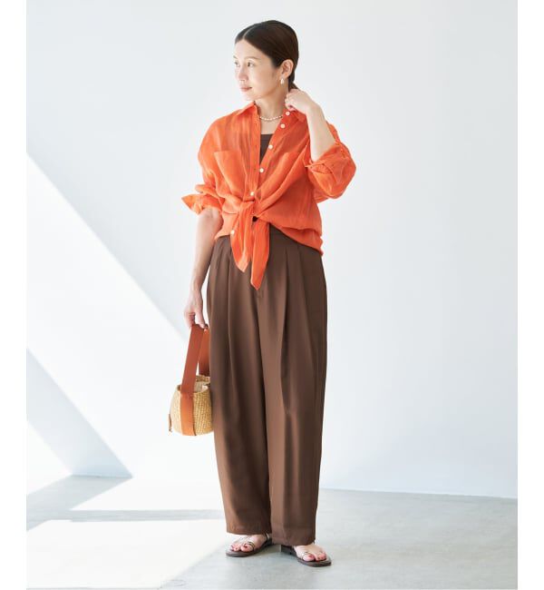 IENA「《洗濯機洗い可》UVカット/接触冷感 ツイルコクーンスラックス」|スラックス|