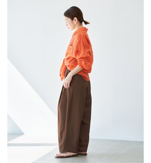 IENA「《洗濯機洗い可》UVカット/接触冷感 ツイルコクーンスラックス」|スラックス|