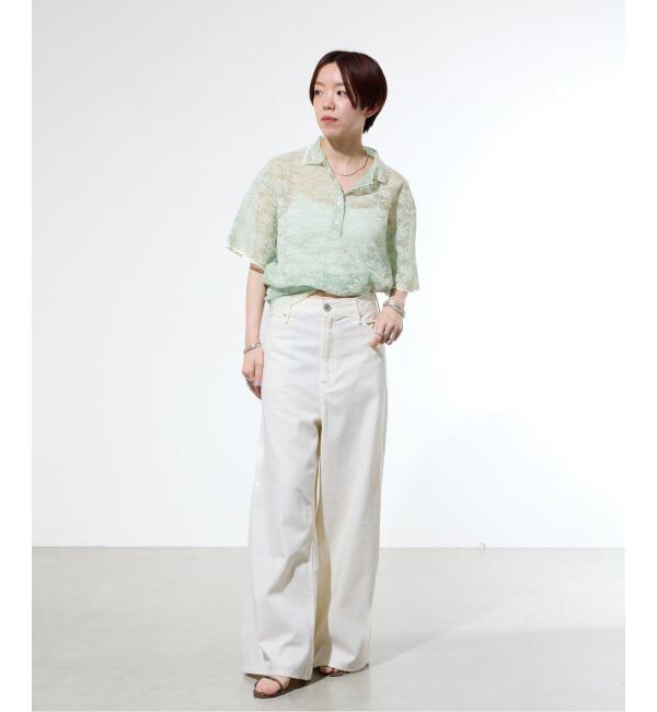 IENA「《予約/一部店舗限定/手洗い可》フラワージャガード シャツプルオーバー」|ニット・セーター|