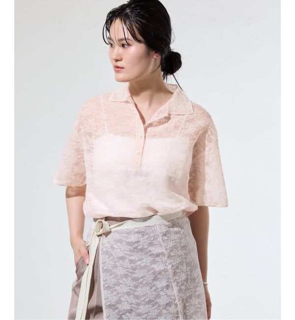 IENA「《予約/一部店舗限定/手洗い可》フラワージャガード シャツプルオーバー」|ニット・セーター|