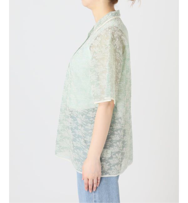 IENA「《予約/一部店舗限定/手洗い可》フラワージャガード シャツプルオーバー」|ニット・セーター|