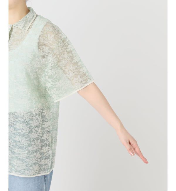 IENA「《予約/一部店舗限定/手洗い可》フラワージャガード シャツプルオーバー」|ニット・セーター|