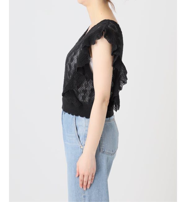 IENA「《予約/一部店舗限定》クロシェニット Vネックレイヤードベスト」|ベスト・ジレ|