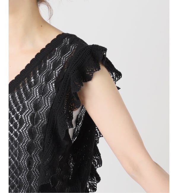 IENA「《予約/一部店舗限定》クロシェニット Vネックレイヤードベスト」|ベスト・ジレ|