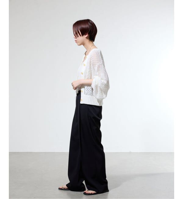 IENA「《予約/一部店舗限定》クロシェニット ミックスショートカーディガン」|カーディガン|