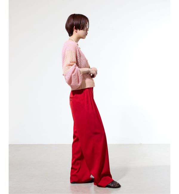 IENA「《予約/一部店舗限定》クロシェニット ミックスショートカーディガン」|カーディガン|